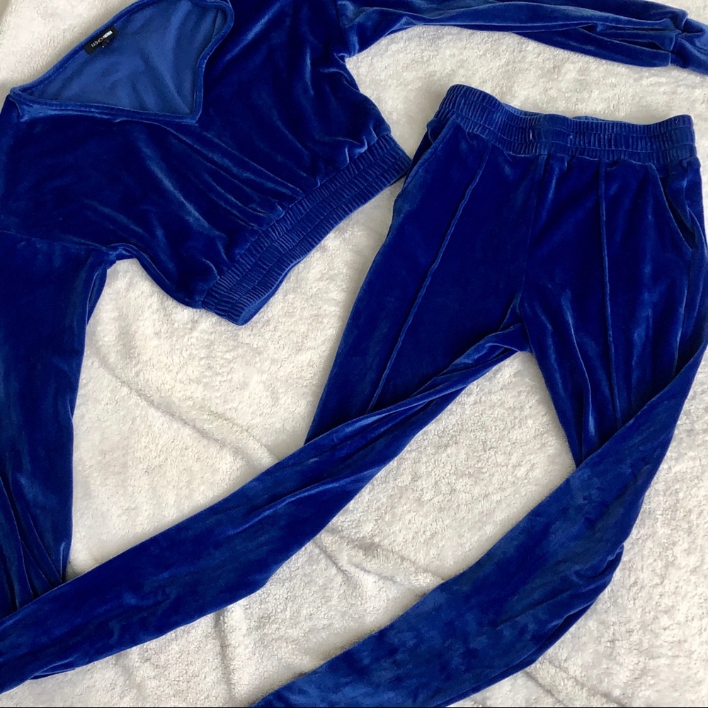 Blue velvet lounge two piece set